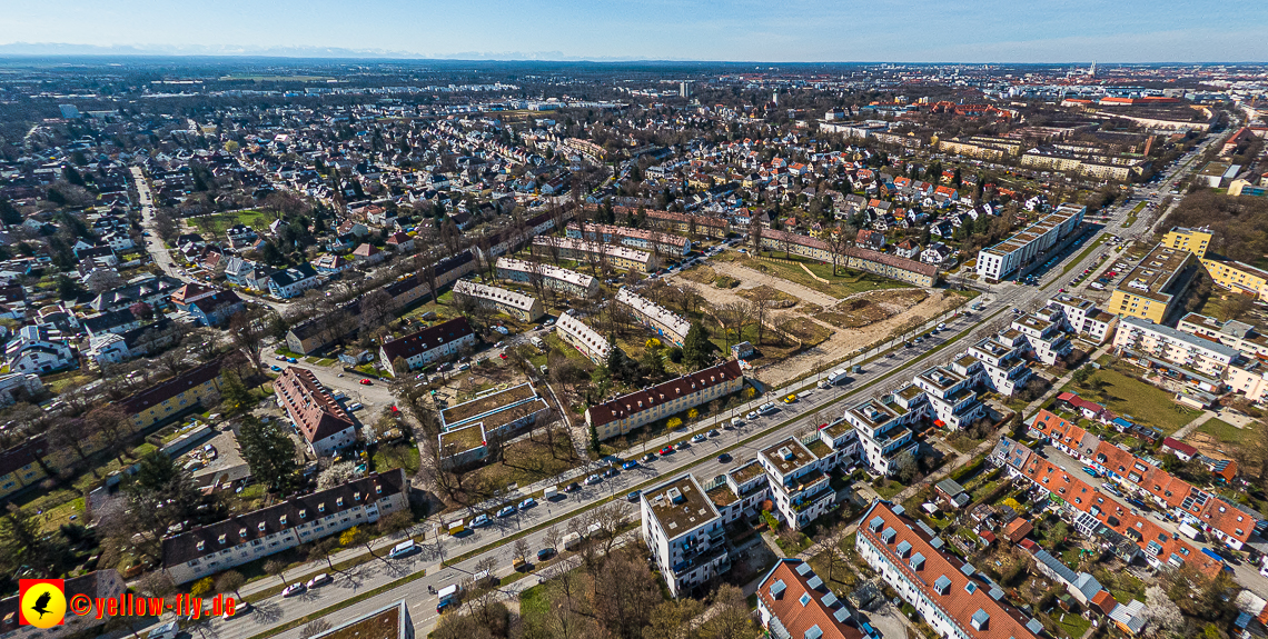 21.03.2023 - Luftbilder von der Baustelle Maikäfersiedlung in Berg am Laim
